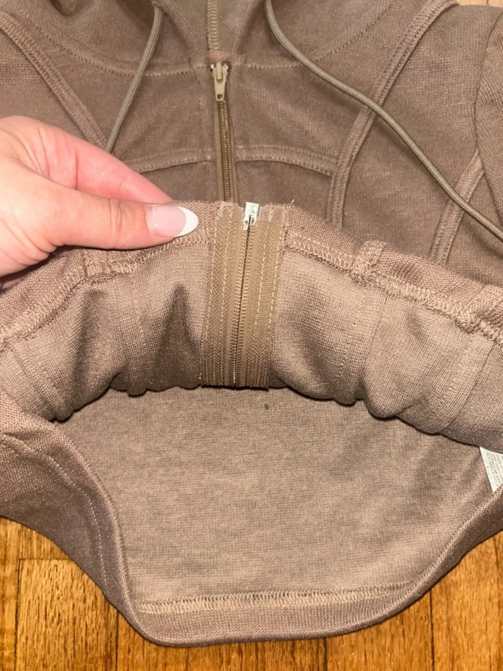 Womens Zip-Up Hooded Jacket in Taupe Medium- Dazy